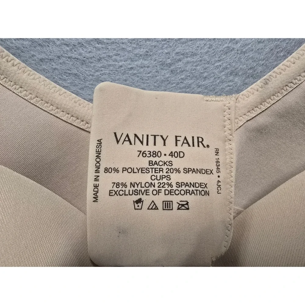Vanity Fair Beauty Back Beige Full Figure Underwire Bra 40D